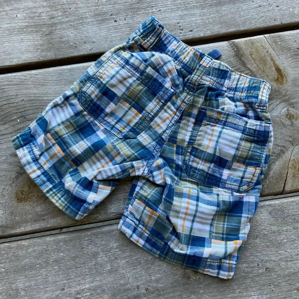 Gymboree Gone Surfin' Patchwork Plaid Madras Shorts Elastic‎ Waist 2T